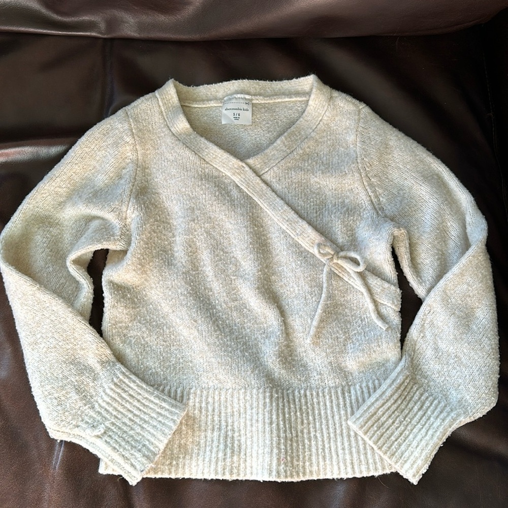 Abercrombie Kids Cream Knit Cross Front Sweater